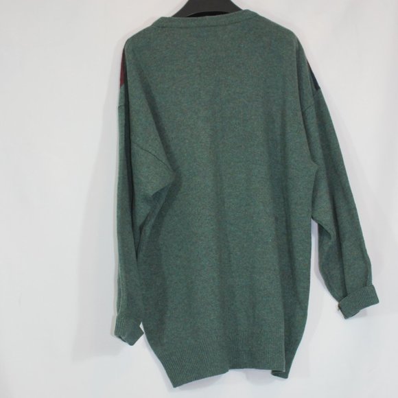 VTG Buckingham Lambswool Green with Geometric Sweater Made In England  Large - Picture 5 of 9